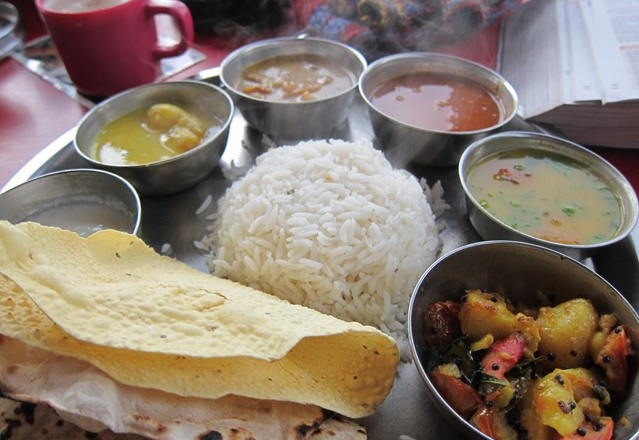 Traditional Indian thali meal